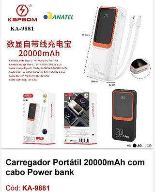 Carregador Portátil Power Bank 20000mah