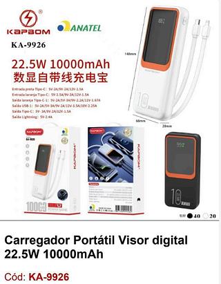 Carregador Portátil Power Bank 10000Mah 22.5W