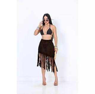 Saia Frenjão Saída de Praia Trico Crochê