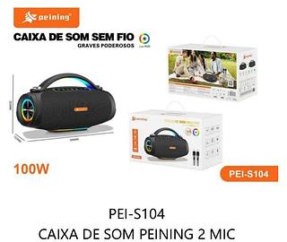 Caixa De Som Sem Fio Peining Dois Microfone 100W