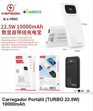 Carregador Portátil Power Bank Turbo 10000Mah 22.5W