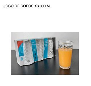 Copo De Vidro 300ml 3 Peças