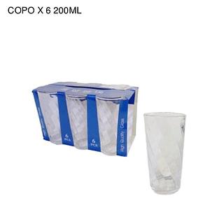 Copo De Vidro 200ml 6 Peças